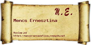 Mencs Ernesztina névjegykártya